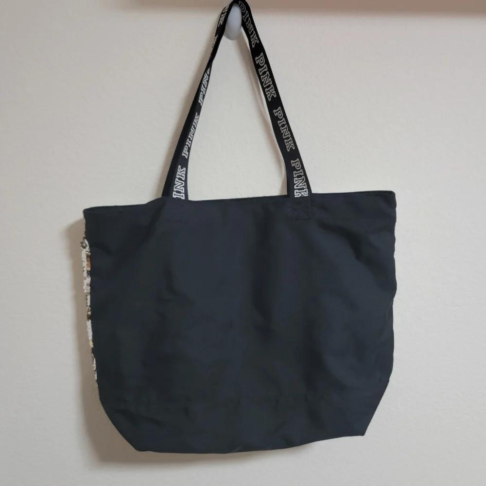 PINK Victoria's Secret Silver and Black Sequin Tote